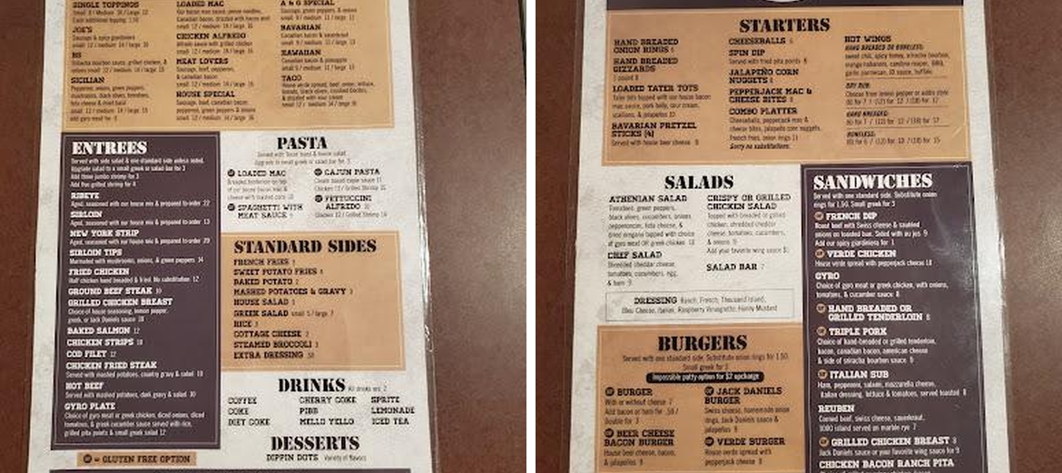A&G Restaurant and Lounge Menu